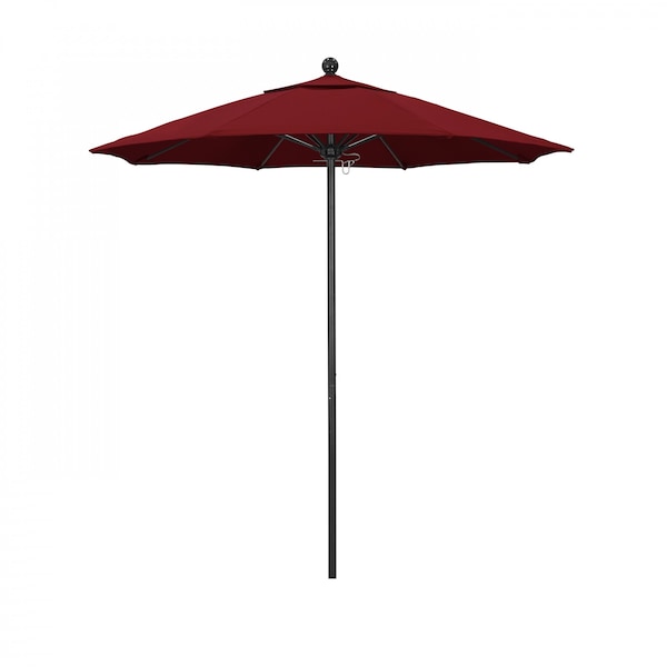 California Umbrella 7.5' Black Aluminum Market Patio Umbrella, Olefin Red 194061334713 - main